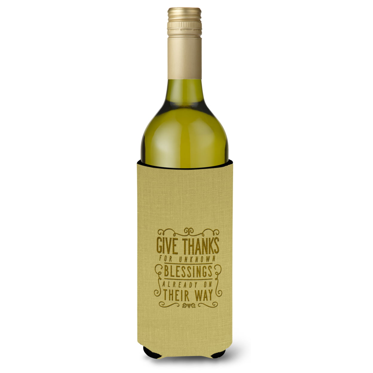 Give Thanks Blessings Wine Bottle Beverge Insulator Hugger