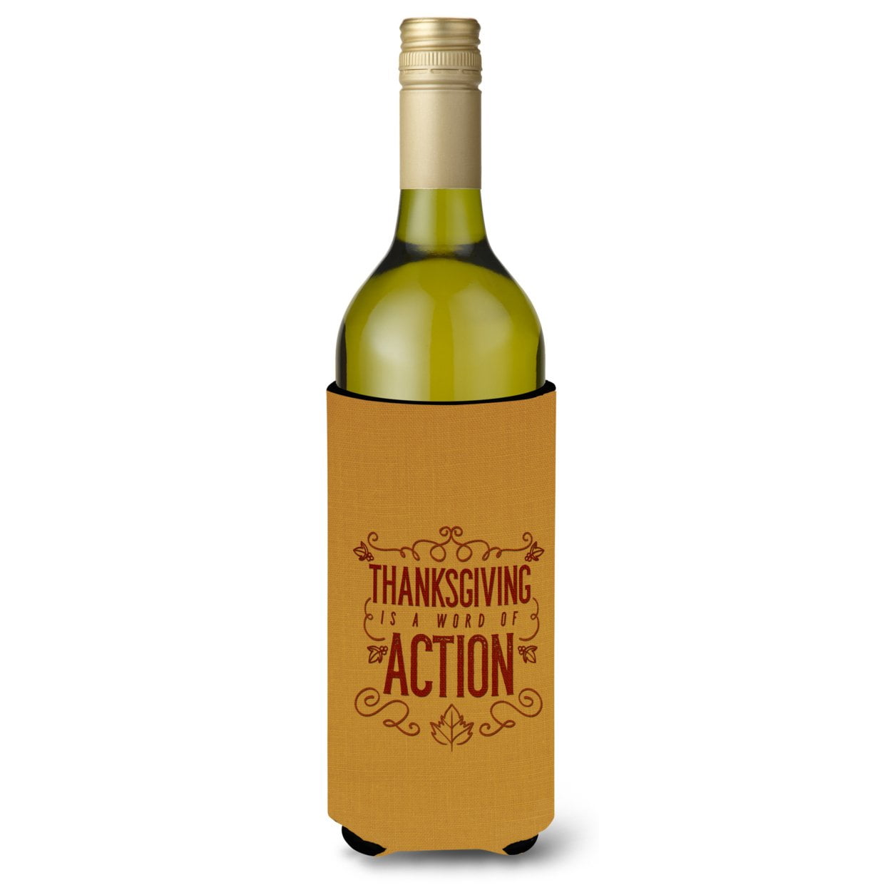 Thanksgiving is Action Wine Bottle Beverge Insulator Hugger