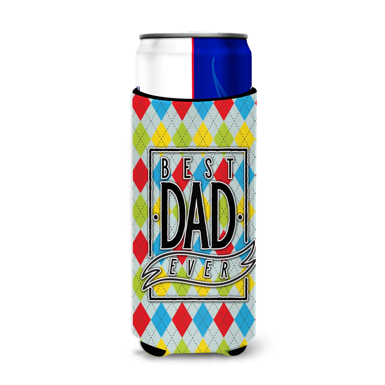 Picture of Carolines Treasures BB5442MUK Best Dad Ever Argyle Michelob Ultra Hugger for Slim Cans