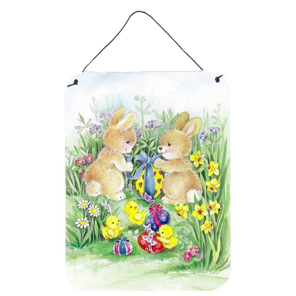 Brown Easter Bunnies with Eggs Wall or Door Hanging Prints
