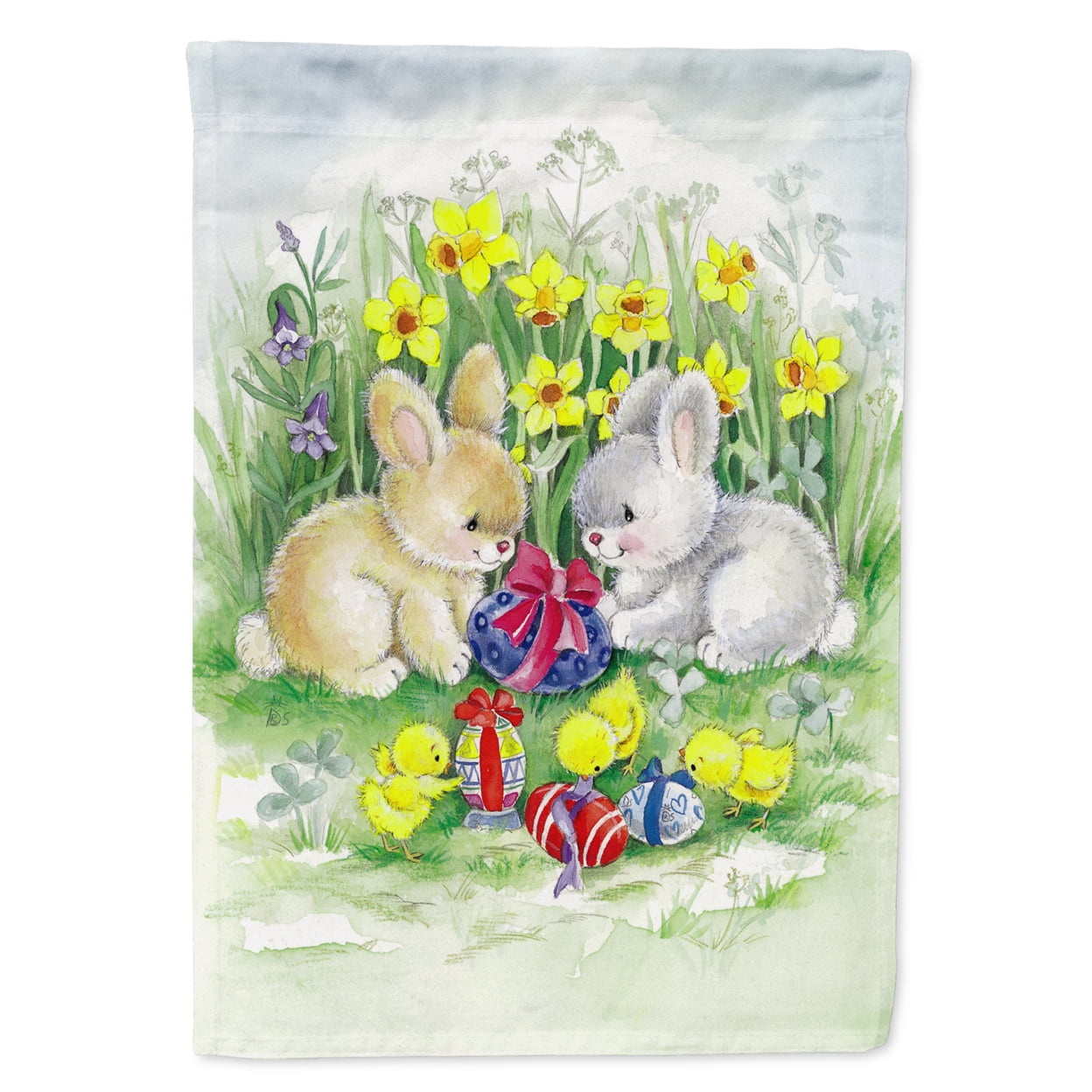 Easter Bunnies with Eggs Garden Size Flag