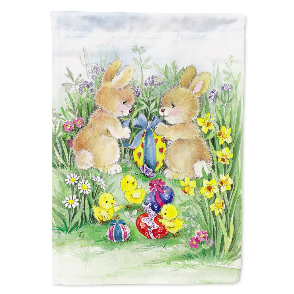 Brown Easter Bunnies with Eggs Garden Size Flag