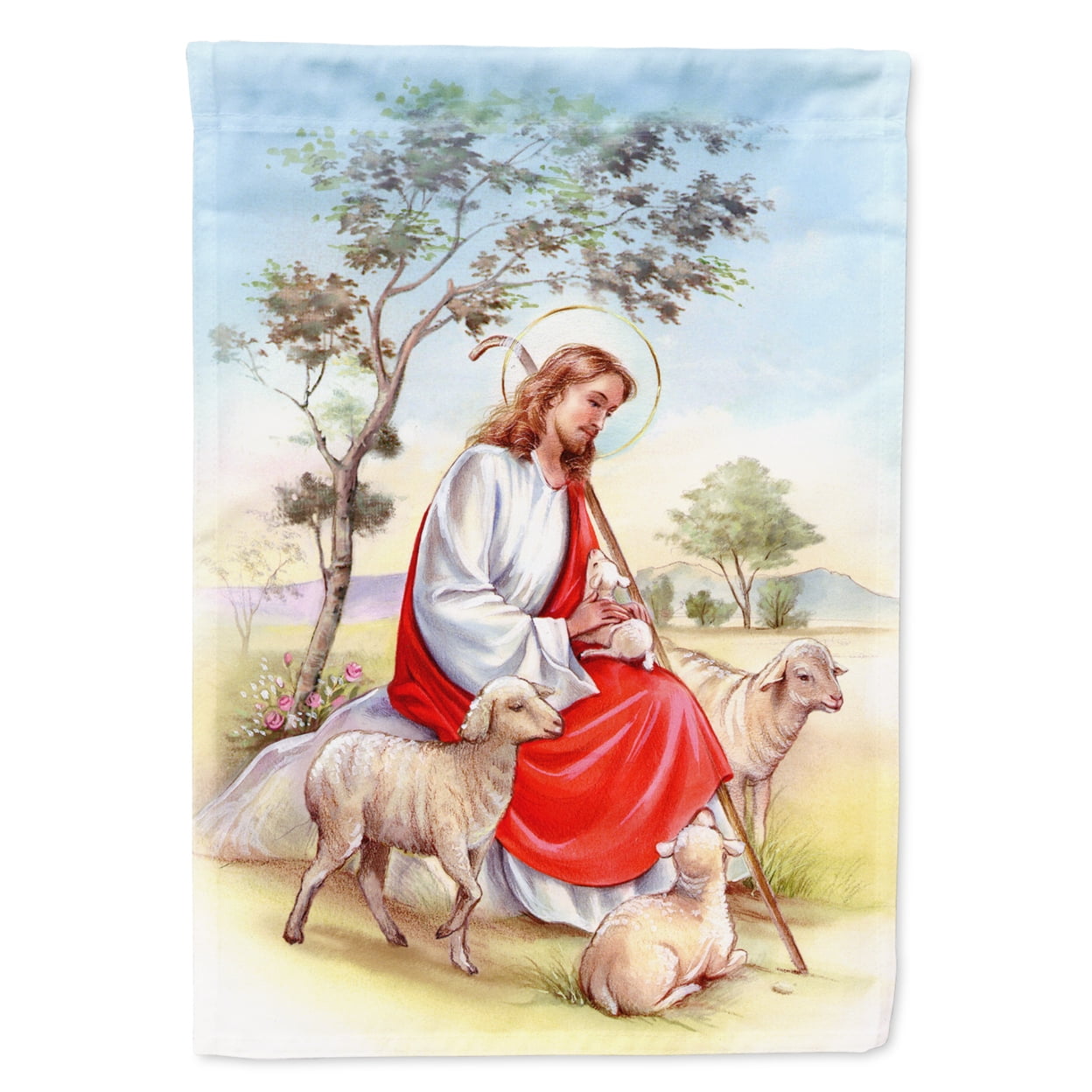 Jesus Holding Lamb Garden Size Flag