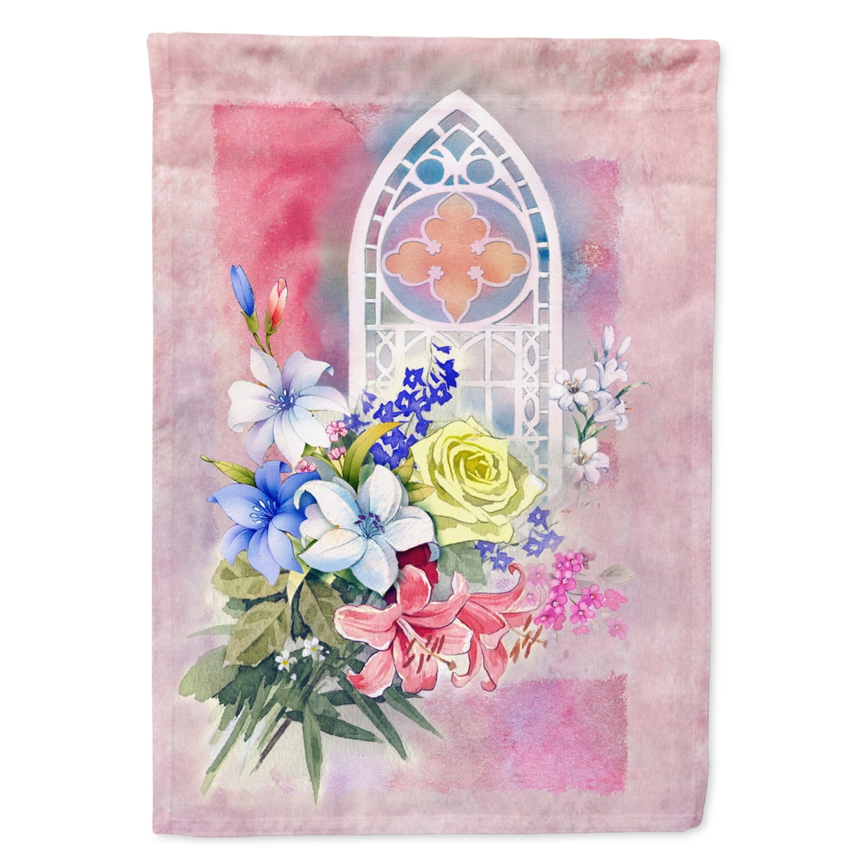 Church Window & Flowers Garden Size Flag