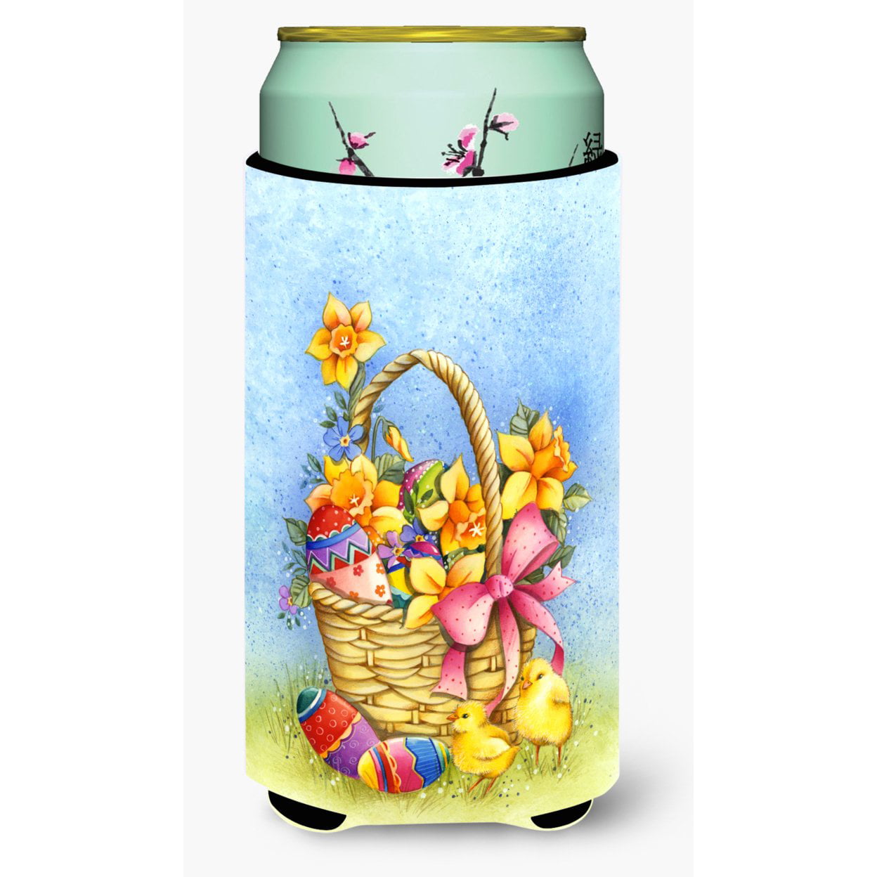 Easter Basket with Flowers Tall Boy Beverage Insulator Hugger