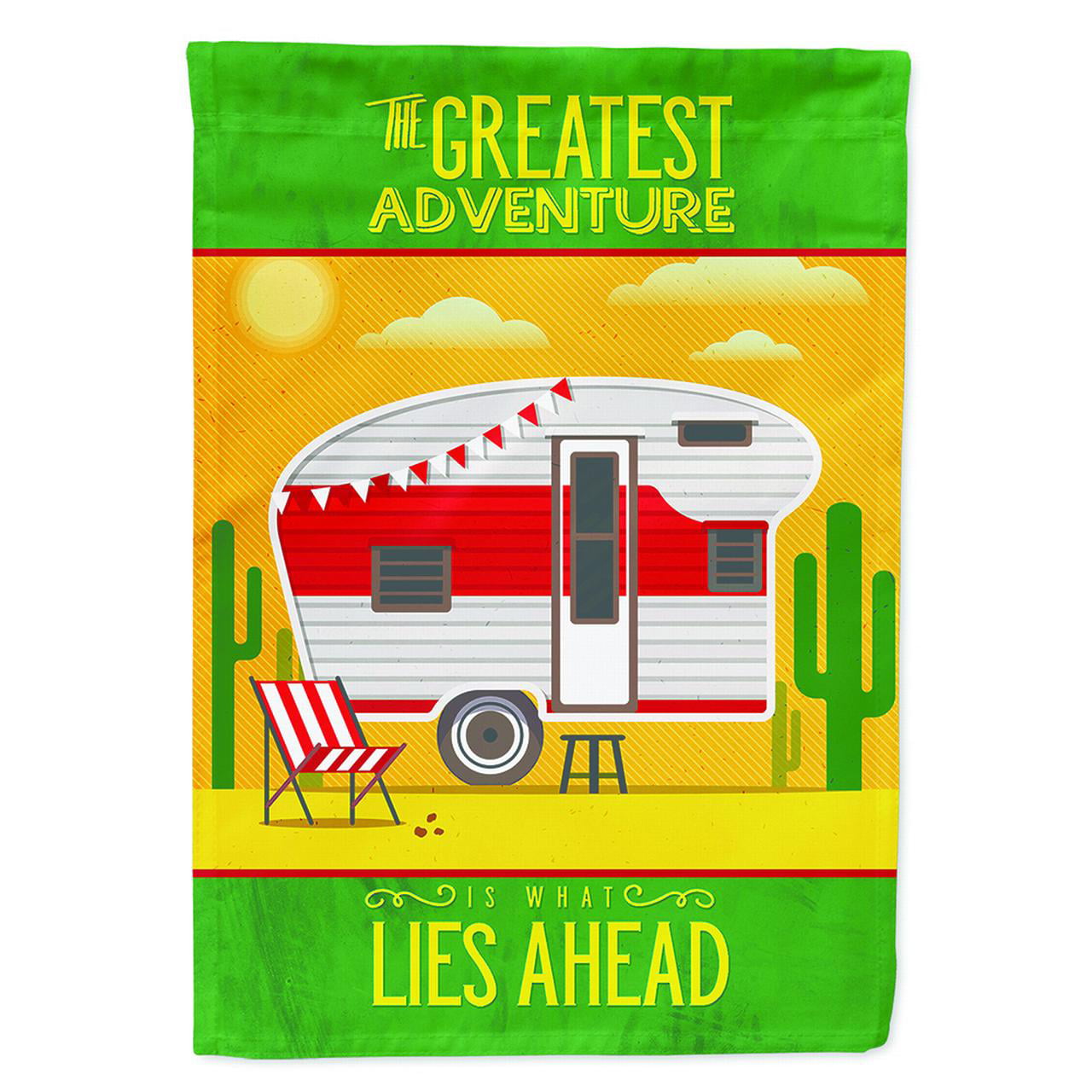 Greatest Adventure Retro Camper Desert Flag Canvas House Size
