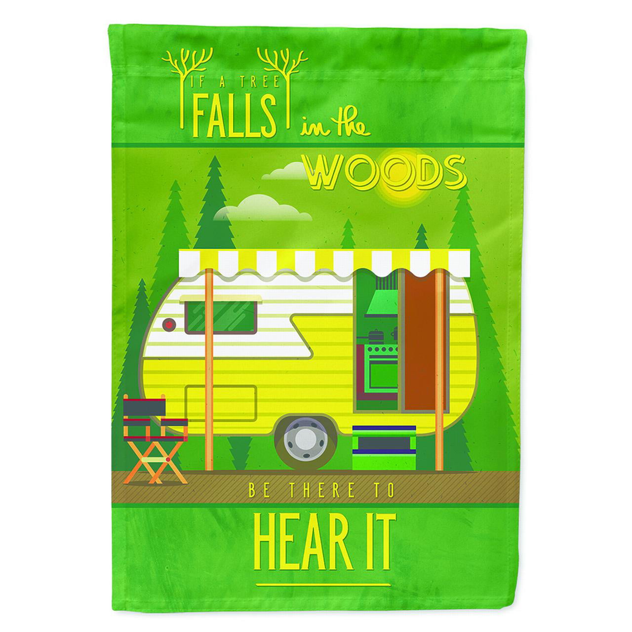 Be in the Woods Retro Camper Flag Canvas House Size