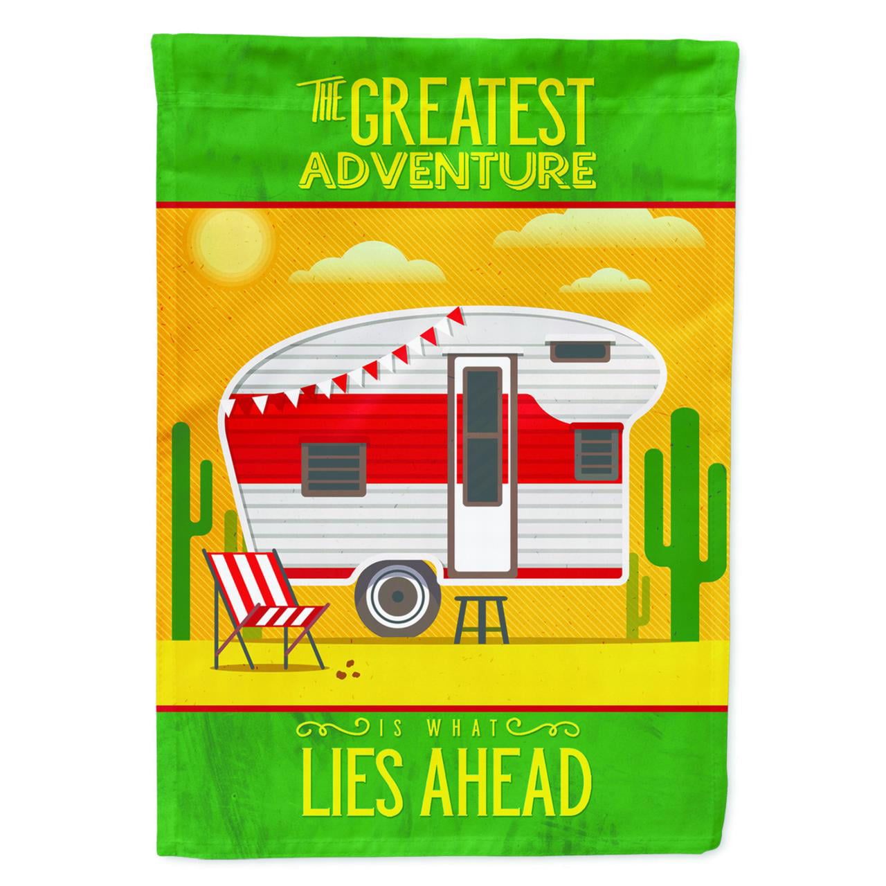 Greatest Adventure Retro Camper Desert Garden Size Flag