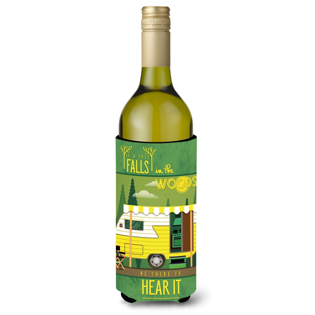 Be in the Woods Retro Camper Wine Bottle Beverge Insulator Hugger