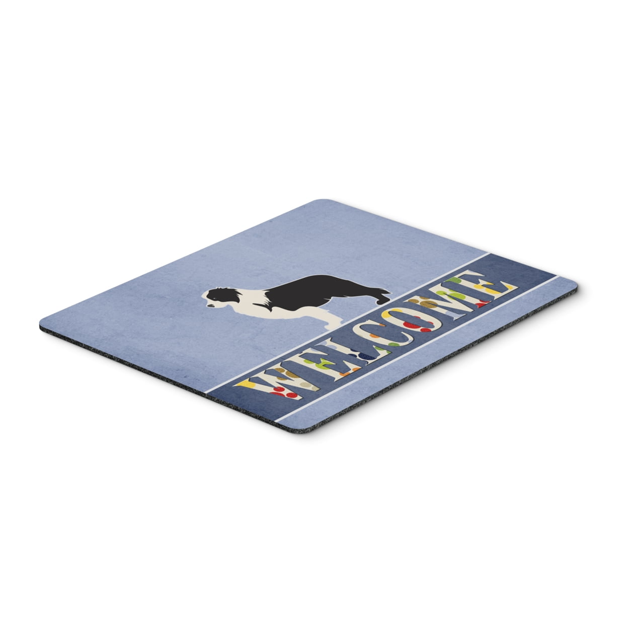 Black Border Collie Welcome Mouse Pad, Hot Pad or Trivet