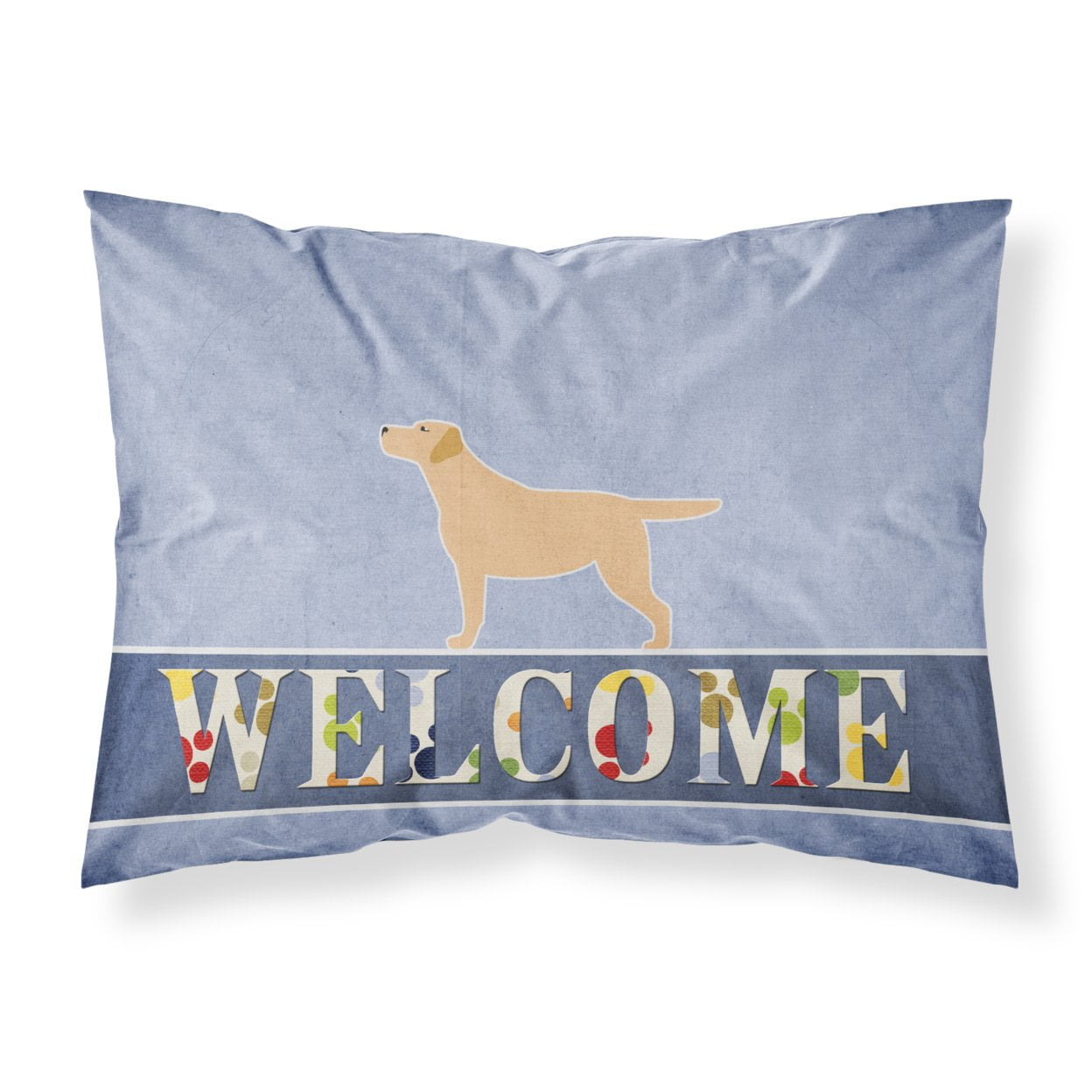 Yellow Labrador Retriever Welcome Fabric Standard Pillowcase