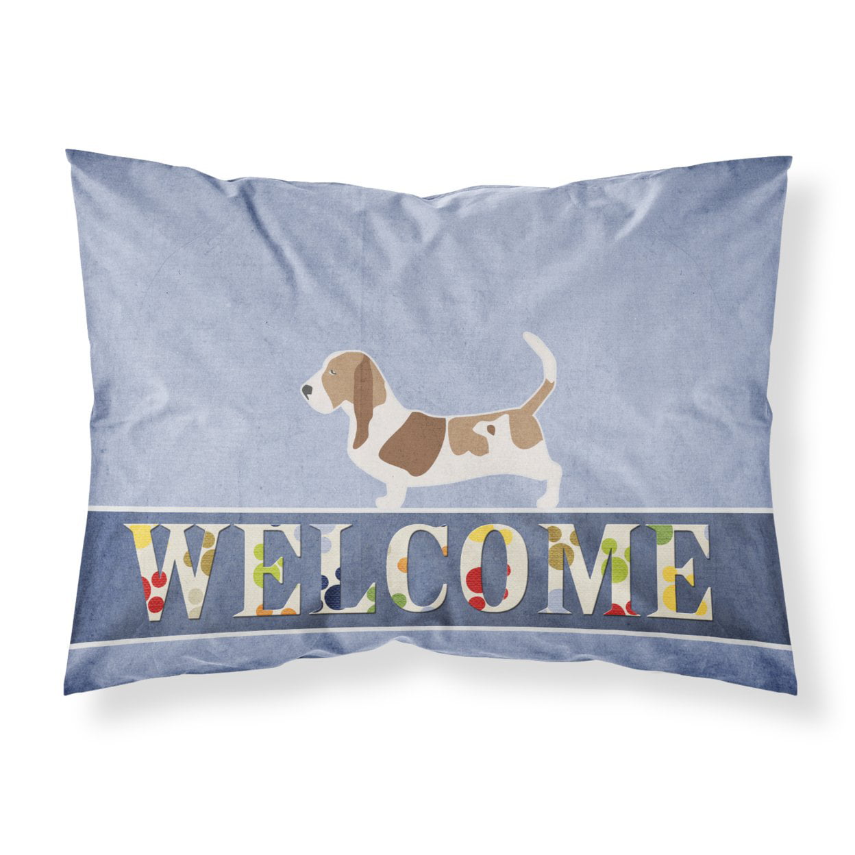 Basset Hound Welcome Fabric Standard Pillowcase