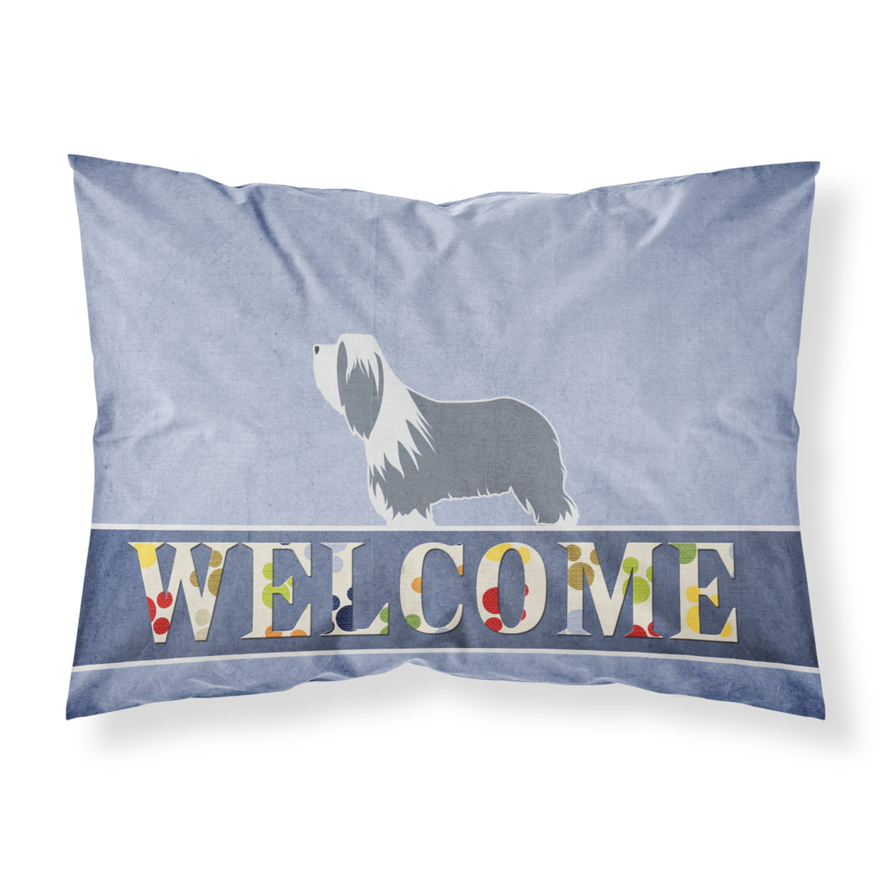 Bearded Collie Welcome Fabric Standard Pillowcase