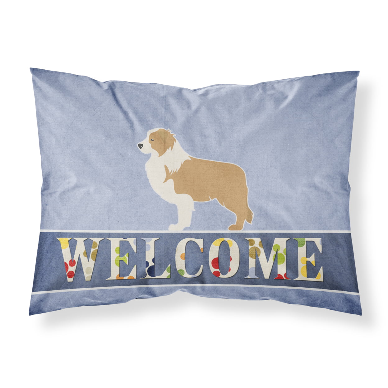 Red Border Collie Welcome Fabric Standard Pillowcase