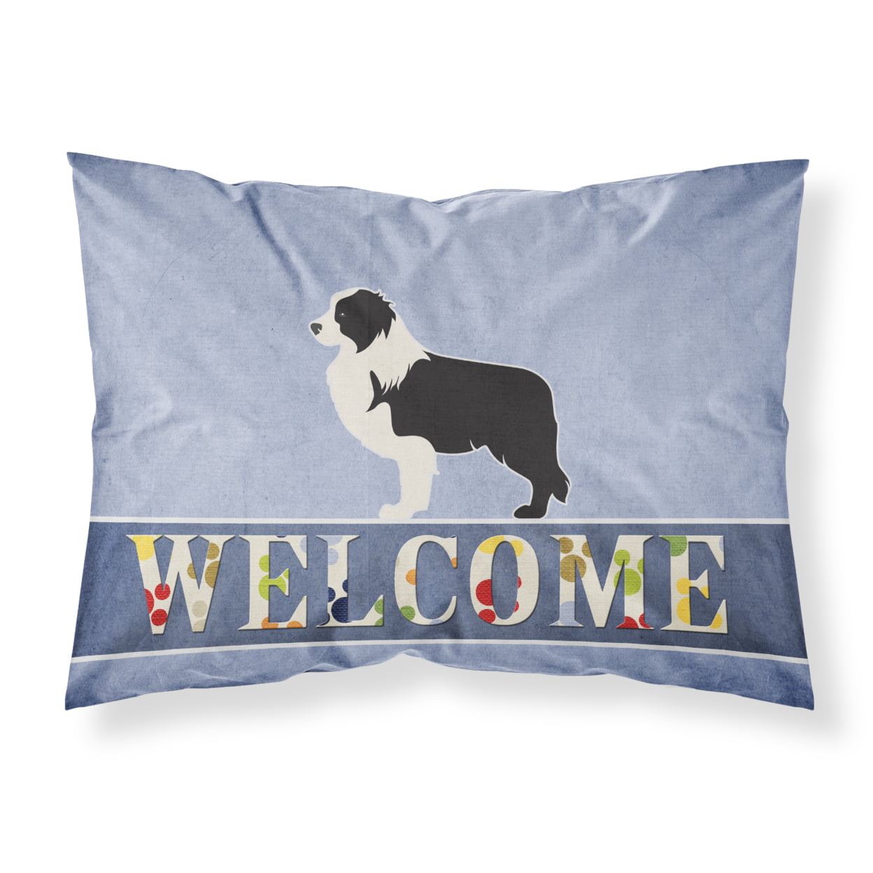 Black Border Collie Welcome Fabric Standard Pillowcase
