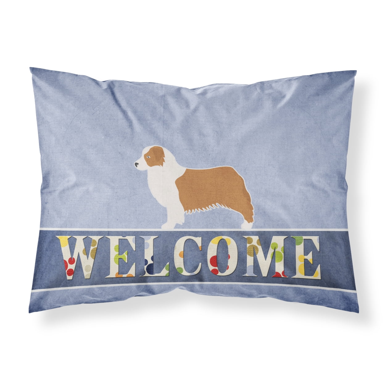 Australian Shepherd Dog Welcome Fabric Standard Pillowcase