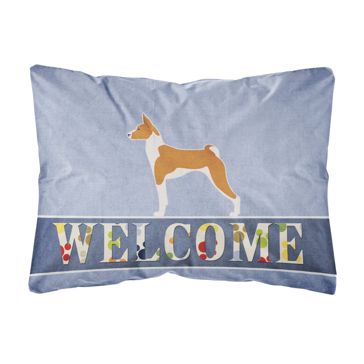 Basenji Welcome Canvas Fabric Decorative Pillow