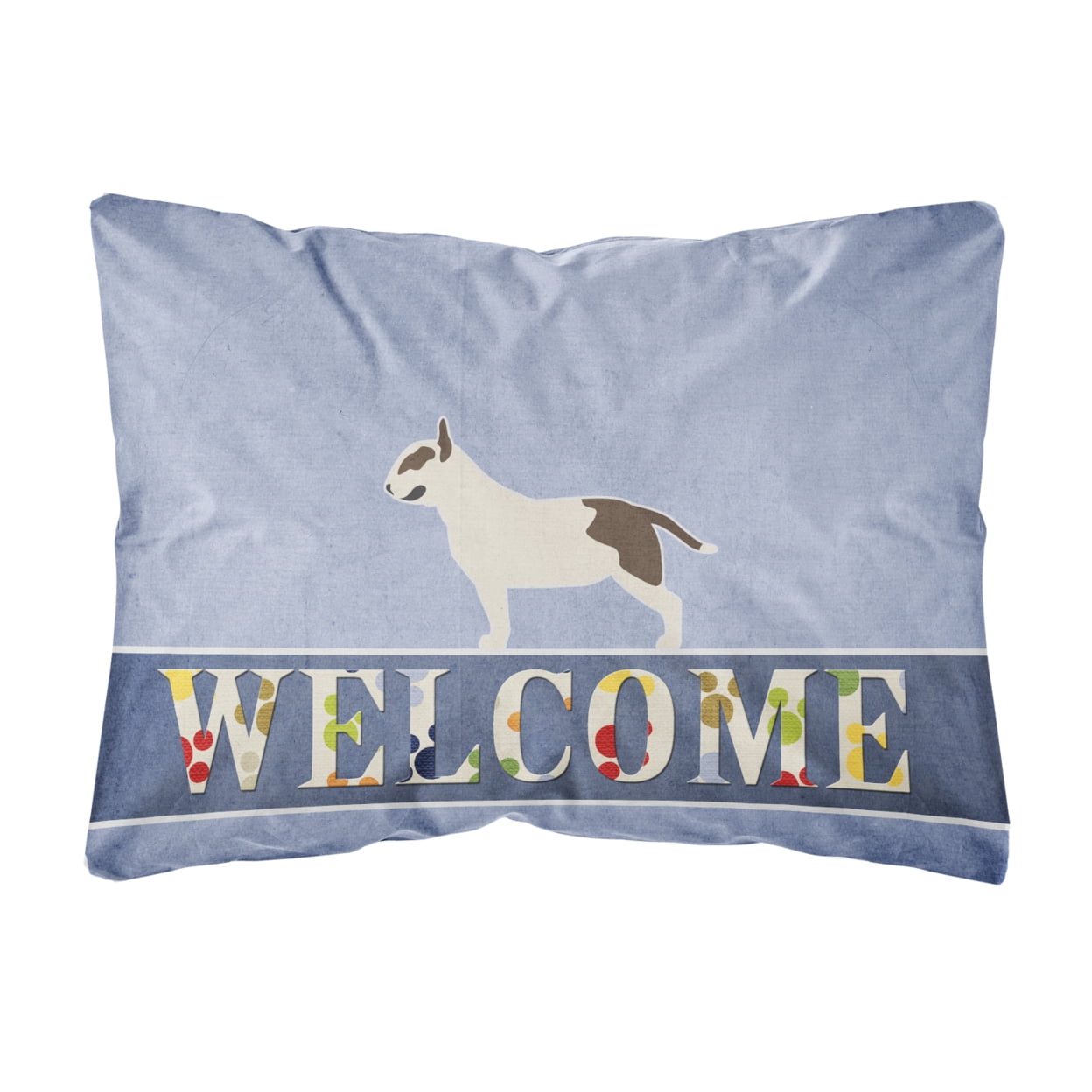 Bull Terrier Welcome Canvas Fabric Decorative Pillow