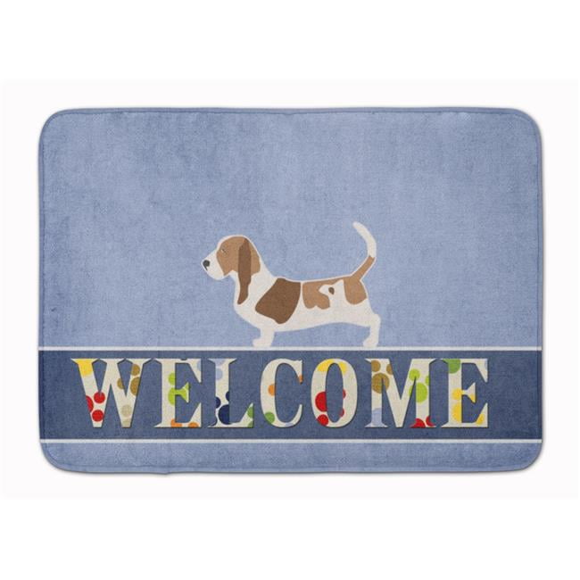 BB5506RUG Basset Hound Welcome Machine Washable Memory Foam Mat