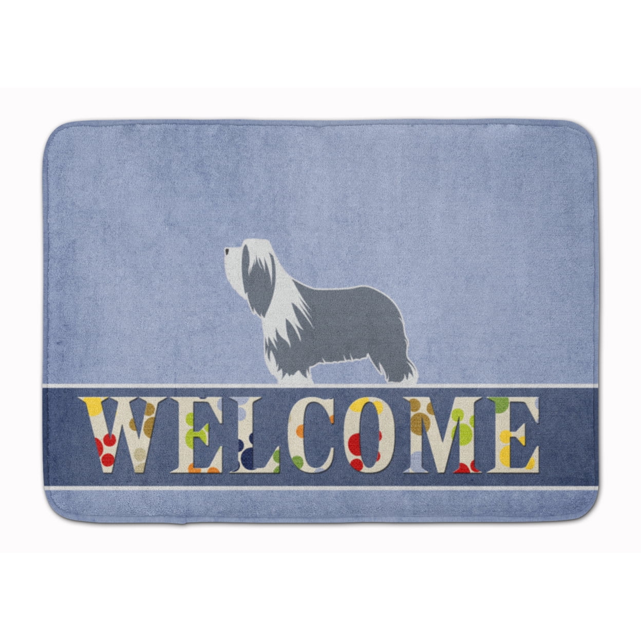 Bearded Collie Welcome Machine Washable Memory Foam Mat