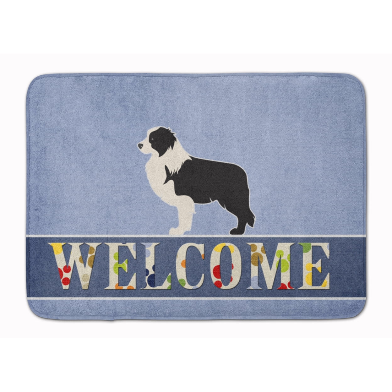 BB5527RUG Black Border Collie Welcome Machine Washable Memory Foam Mat