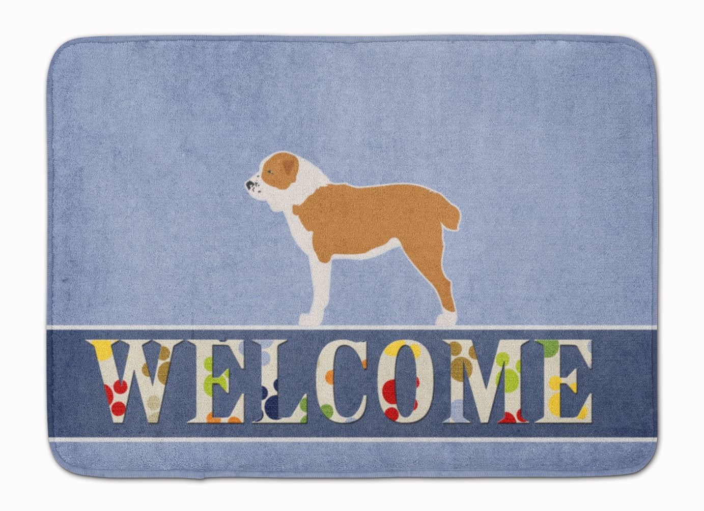 BB5532RUG Central Asian Shepherd Dog Welcome Machine Washable Memory Foam Mat