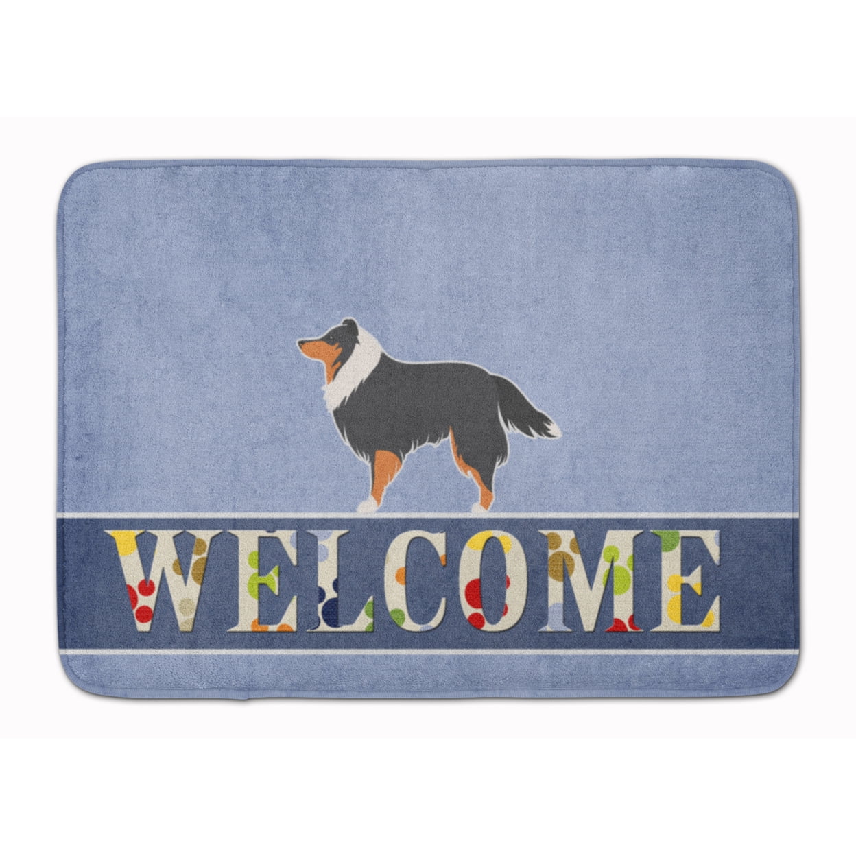 BB5534RUG Sheltie & Shetland Sheepdog Welcome Machine Washable Memory Foam Mat