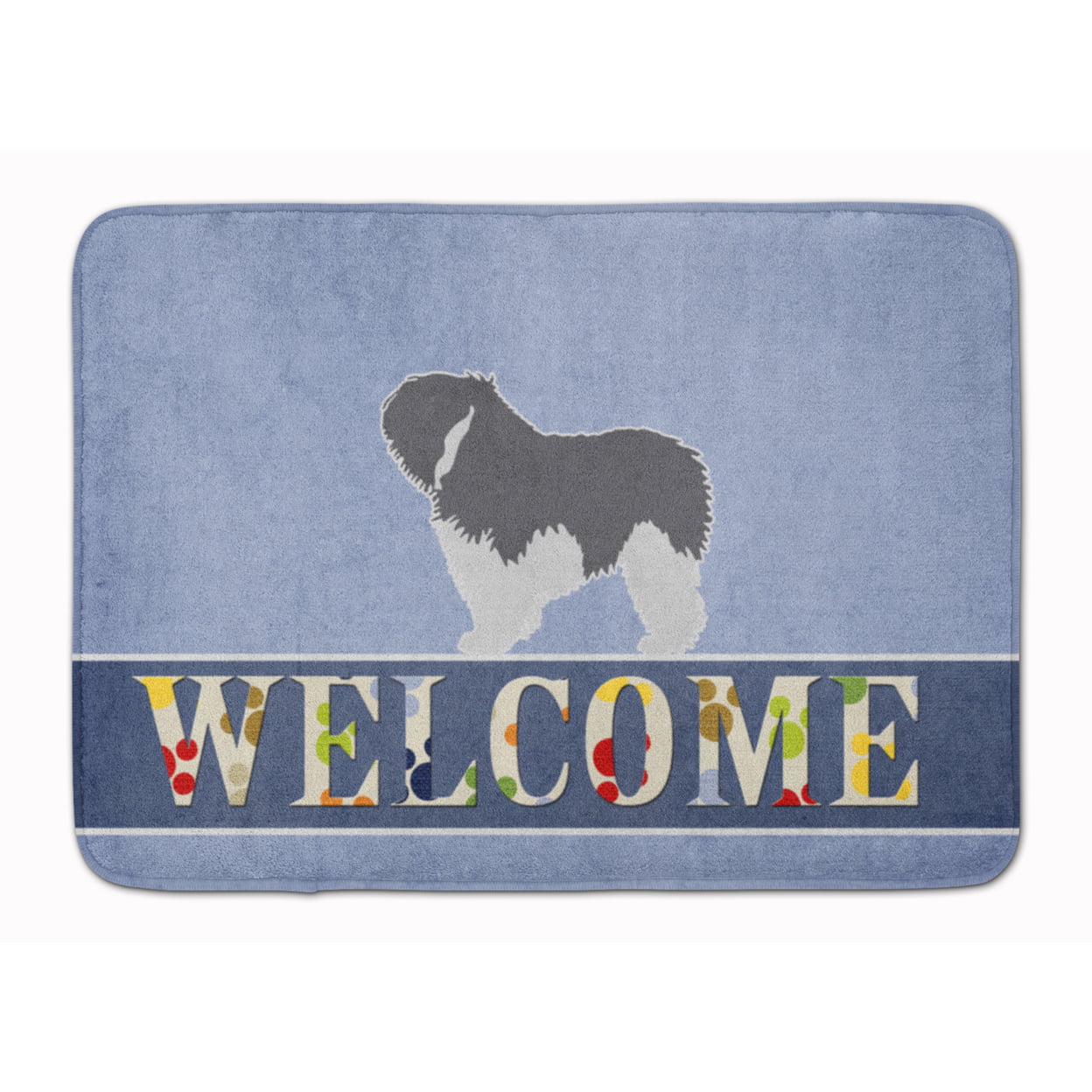 Polish Lowland Sheepdog Dog Welcome Machine Washable Memory Foam Mat