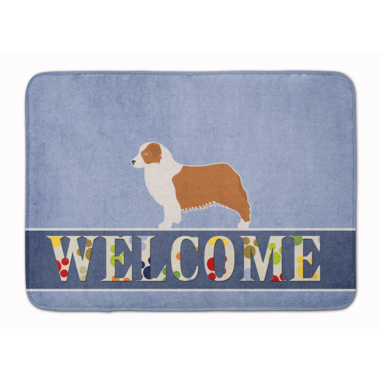 BB5537RUG Australian Shepherd Dog Welcome Machine Washable Memory Foam Mat