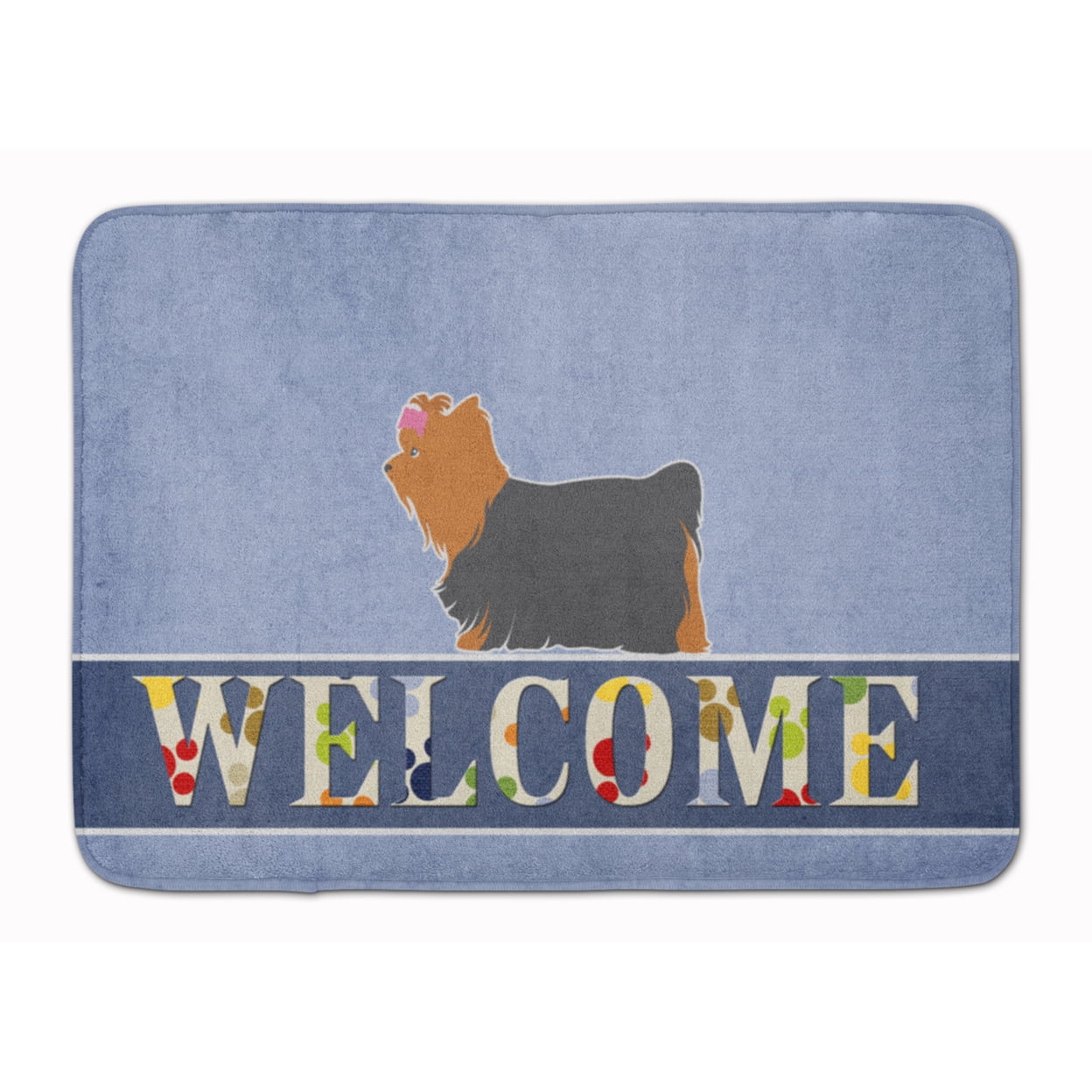 BB5538RUG Yorkshire Terrier Yorkie Welcome Machine Washable Memory Foam Mat