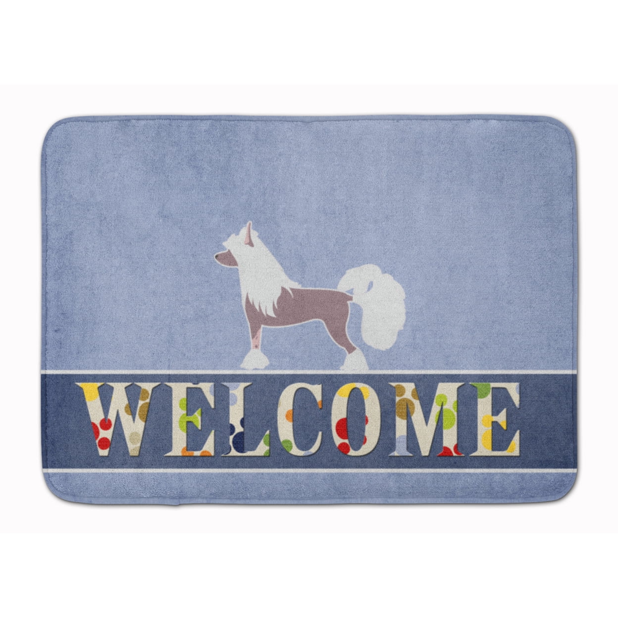 BB5547RUG Chinese Crested Welcome Machine Washable Memory Foam Mat