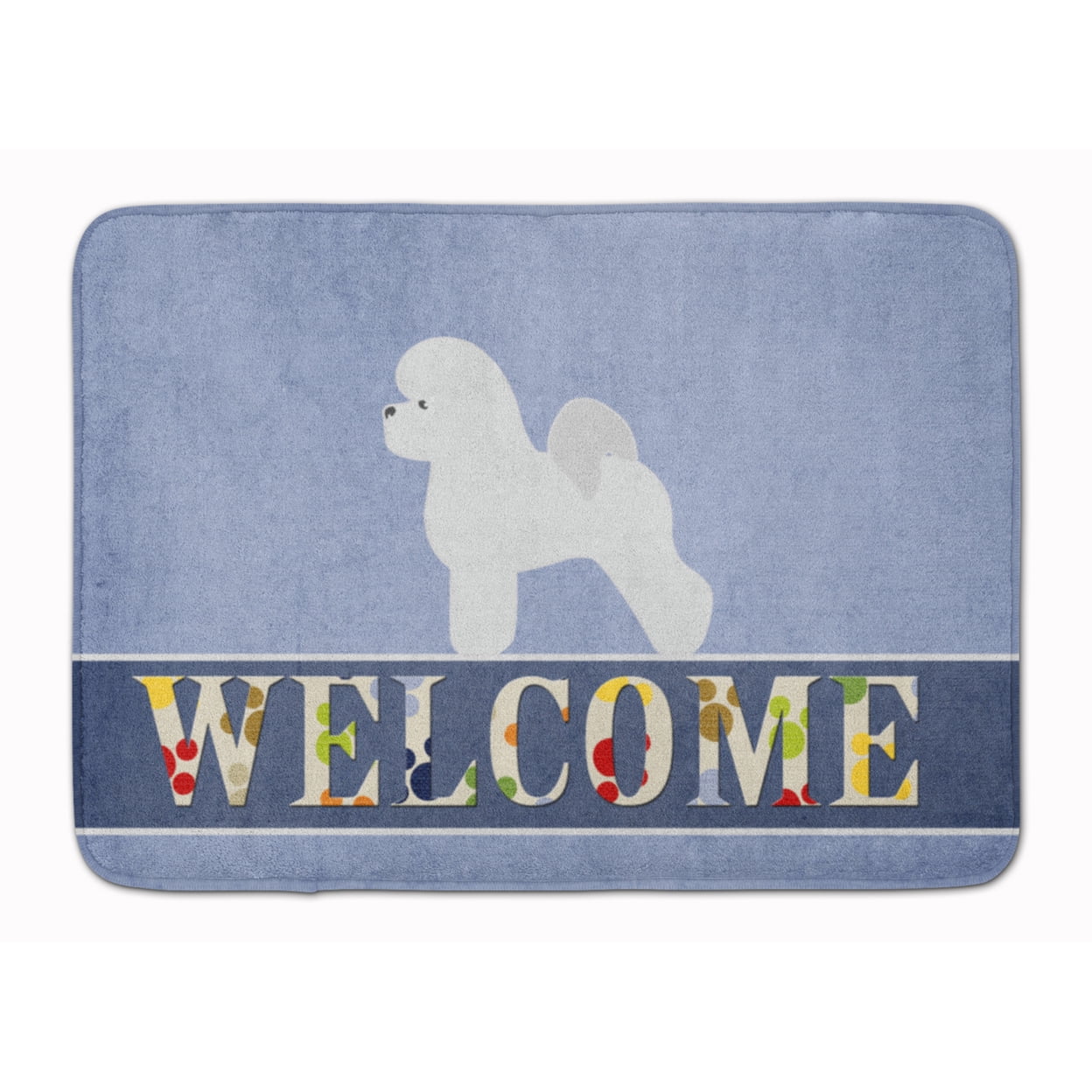 BB5549RUG Bichon Frise Welcome Machine Washable Memory Foam Mat