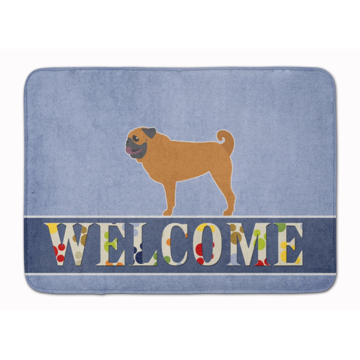 BB5551RUG Pug Welcome Machine Washable Memory Foam Mat