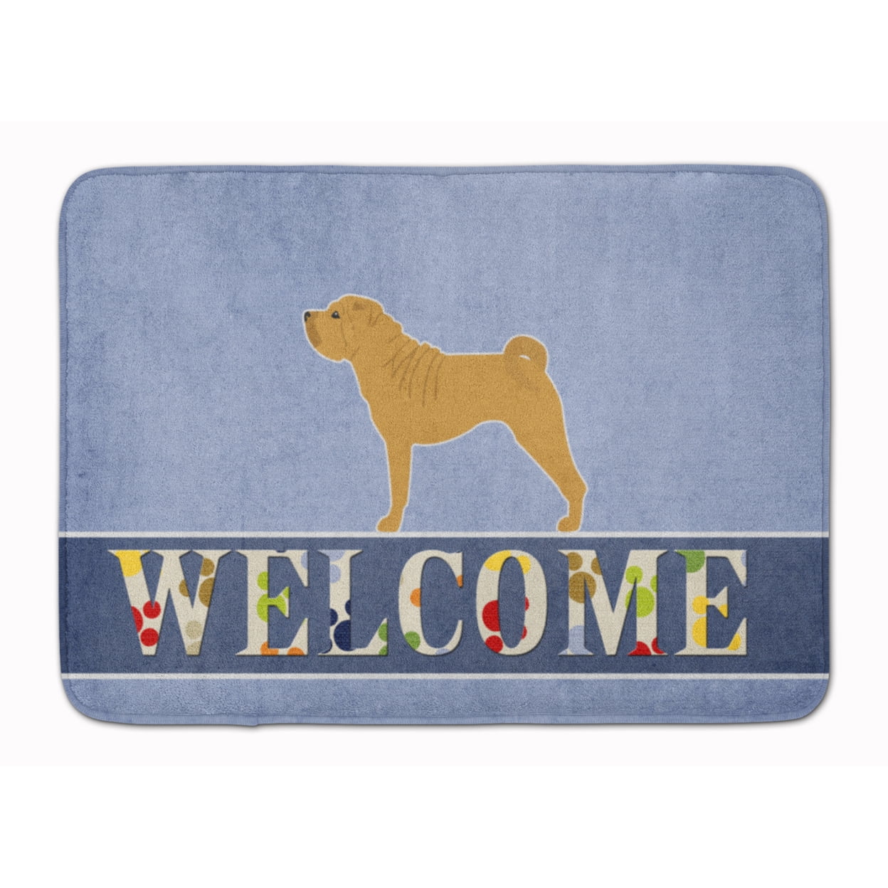BB5556RUG Shar Pei Merry Welcome Machine Washable Memory Foam Mat