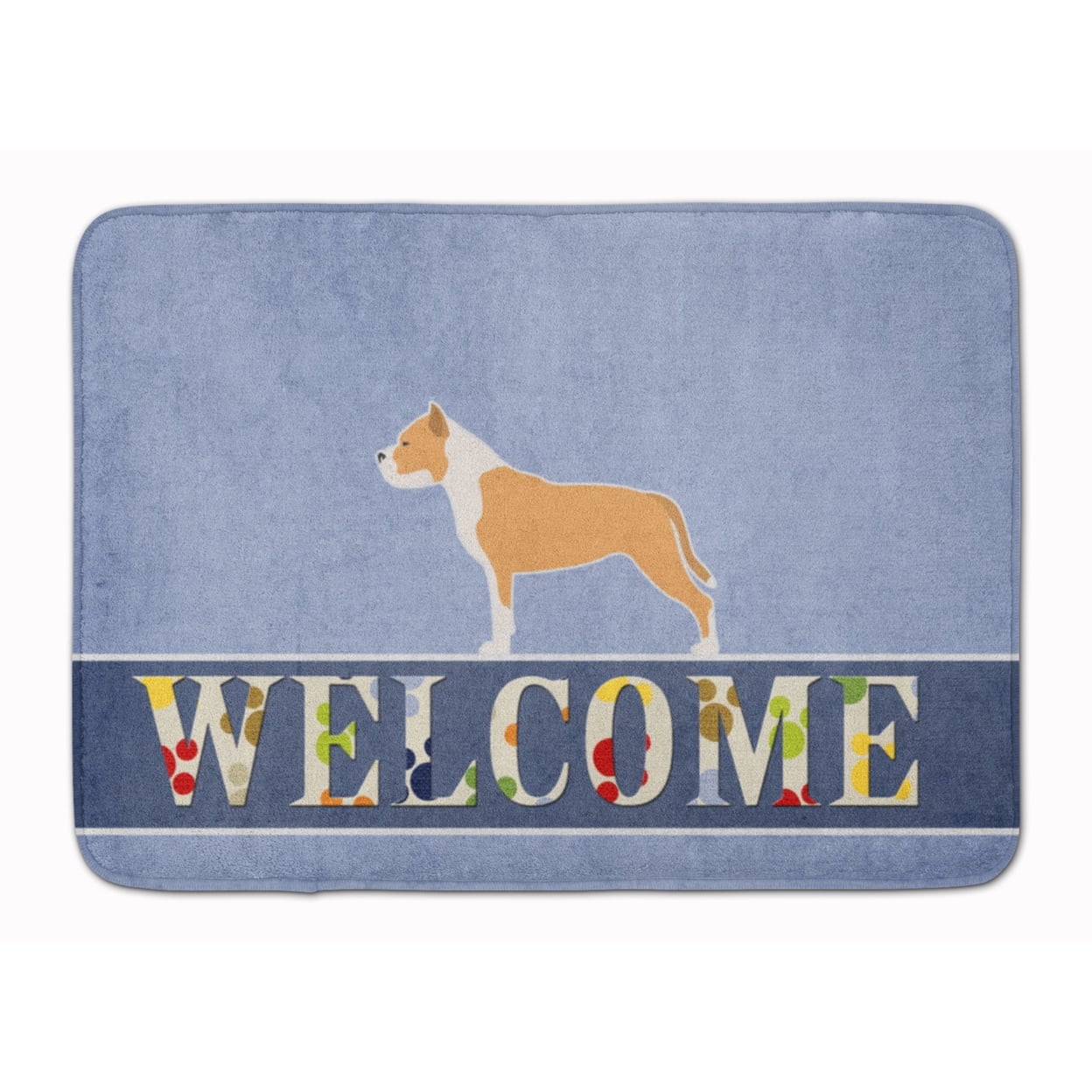 Staffordshire Bull Terrier Welcome Machine Washable Memory Foam Mat