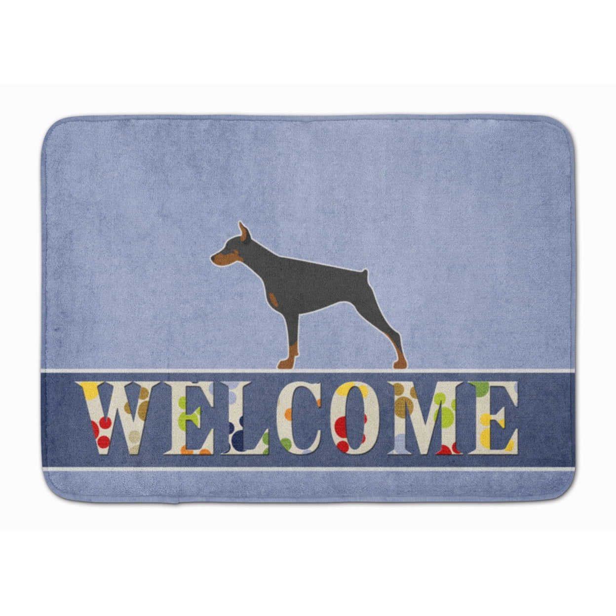 BB5564RUG Doberman Pinscher Welcome Machine Washable Memory Foam Mat