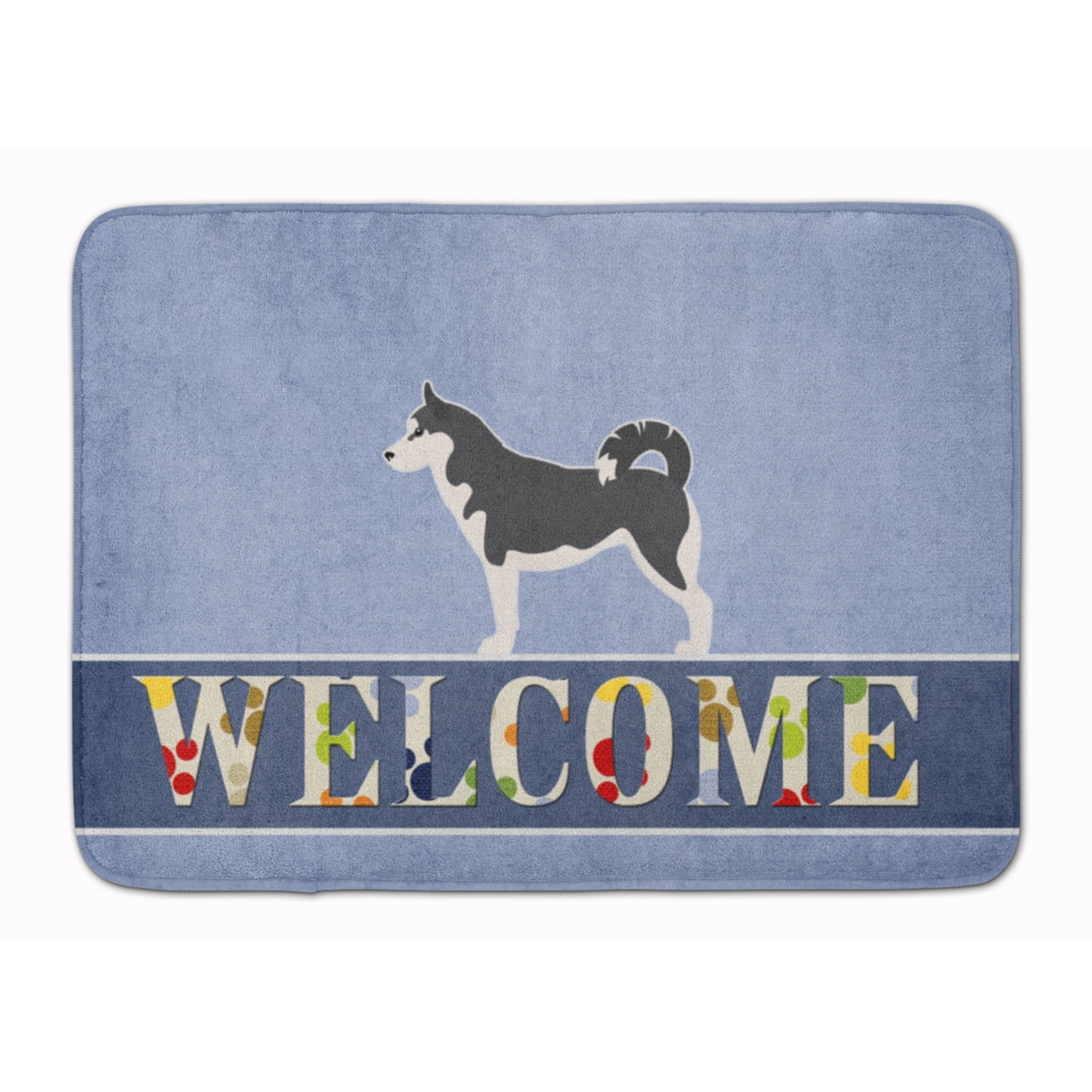 BB5584RUG Siberian Husky Welcome Machine Washable Memory Foam Mat