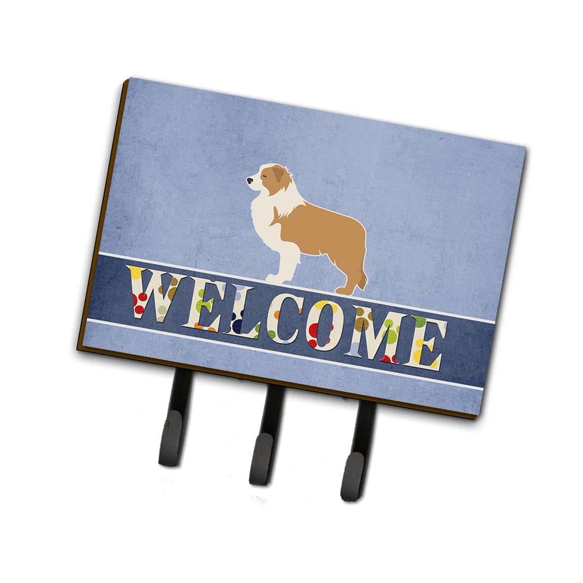 BB5526TH68 Red Border Collie Welcome Leash or Key Holder