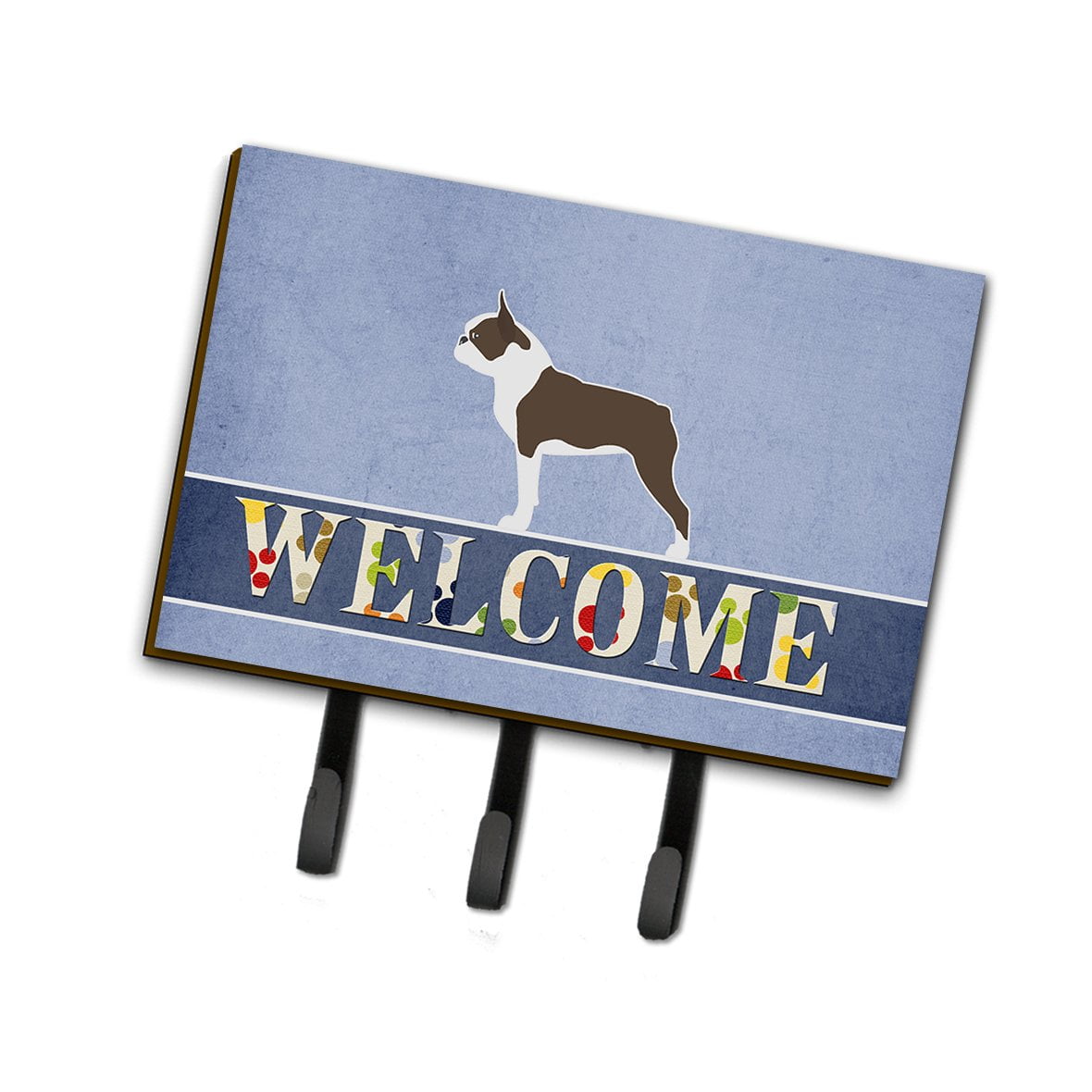 BB5548TH68 Boston Terrier Welcome Leash or Key Holder