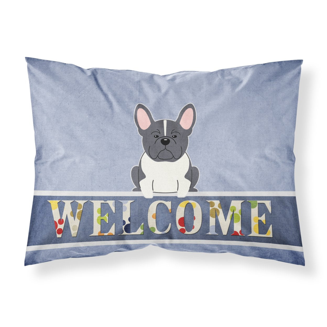 French Bulldog Black & White Welcome Fabric Standard Pillowcase