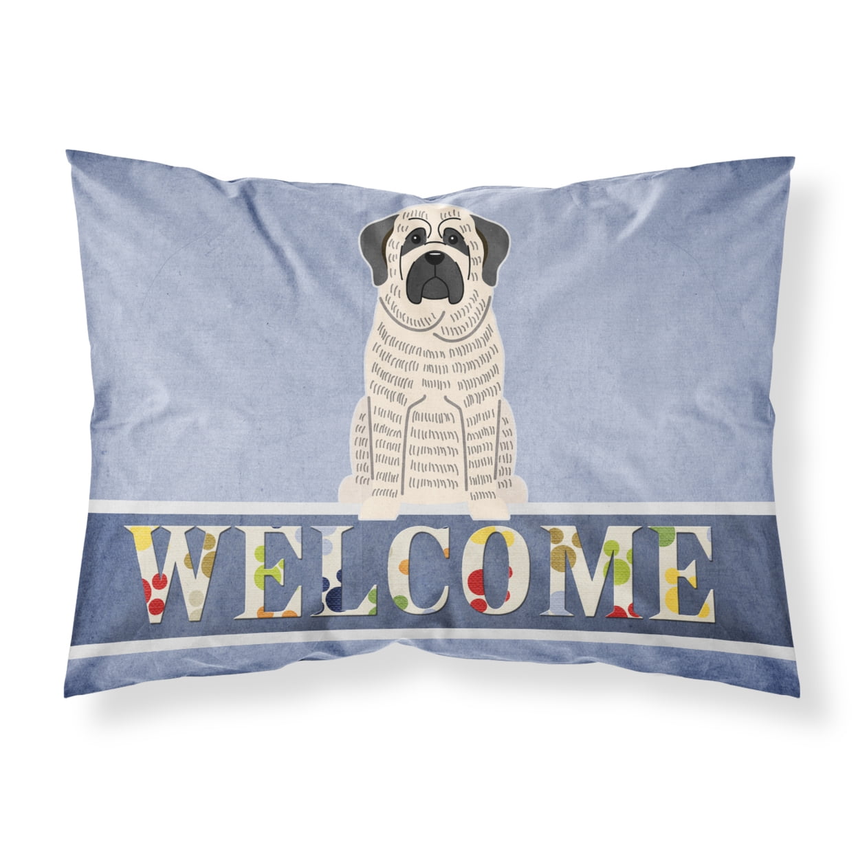 Mastiff Brindle White Welcome Fabric Standard Pillowcase