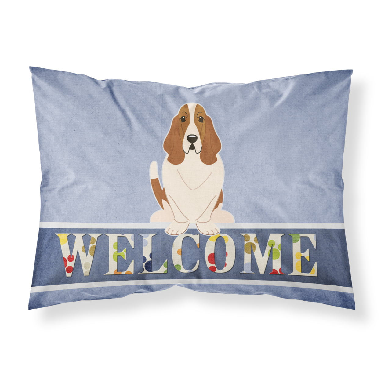 Basset Hound Welcome Fabric Standard Pillowcase