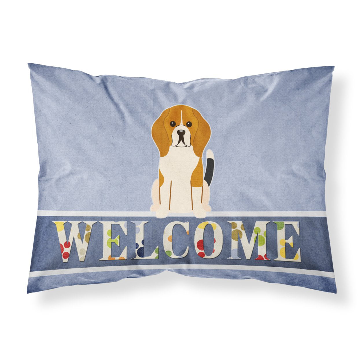 Beagle Tricolor Welcome Fabric Standard Pillowcase