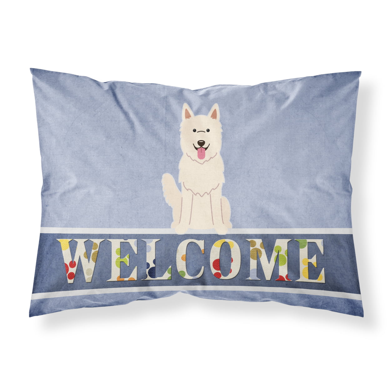 White German Shepherd Welcome Fabric Standard Pillowcase