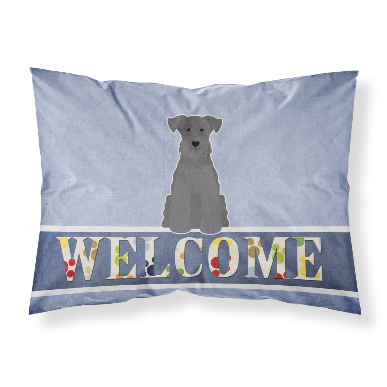 Miniature Schanuzer Black Welcome Fabric Standard Pillowcase