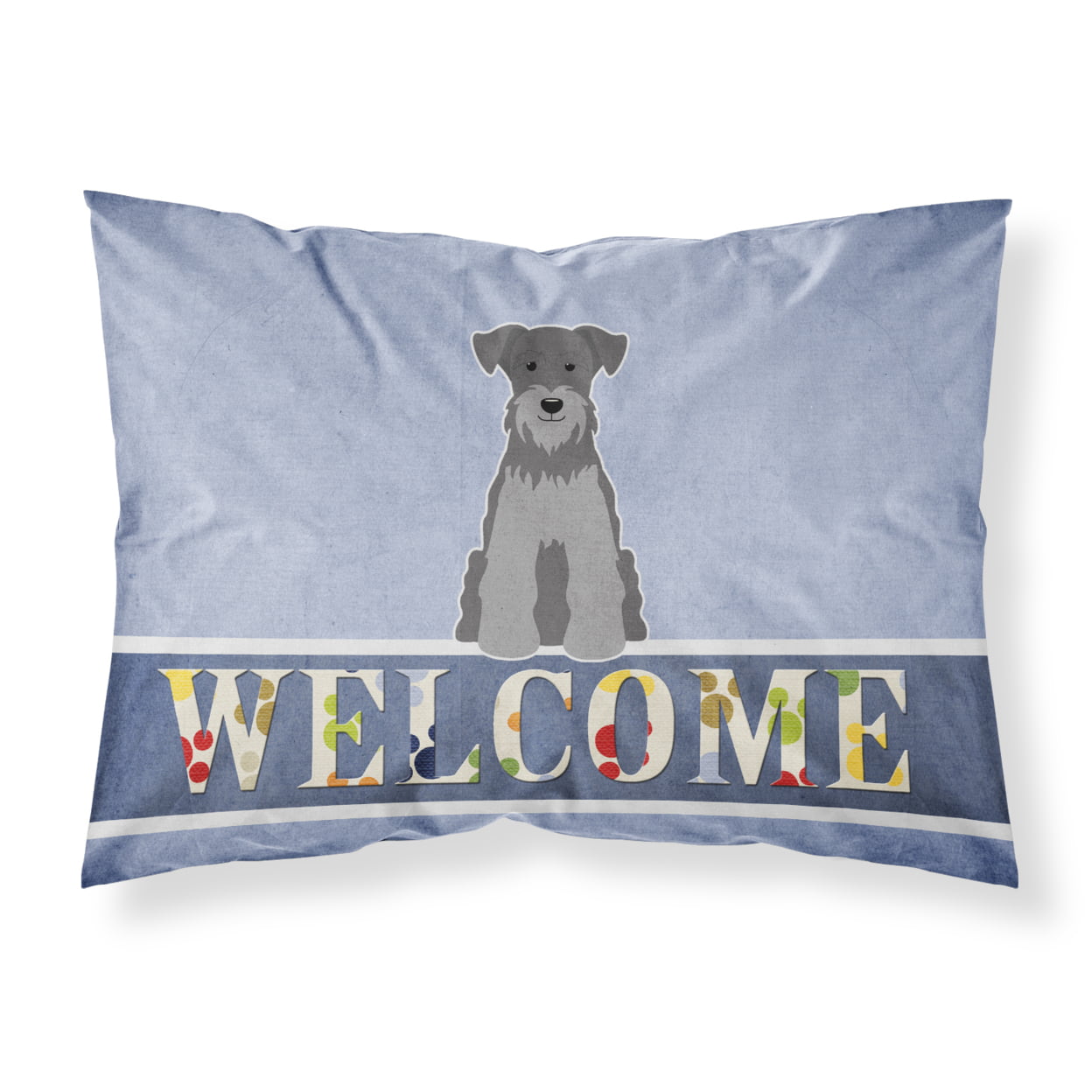 Miniature Schanuzer Black Silver Welcome Fabric Standard Pillowcase