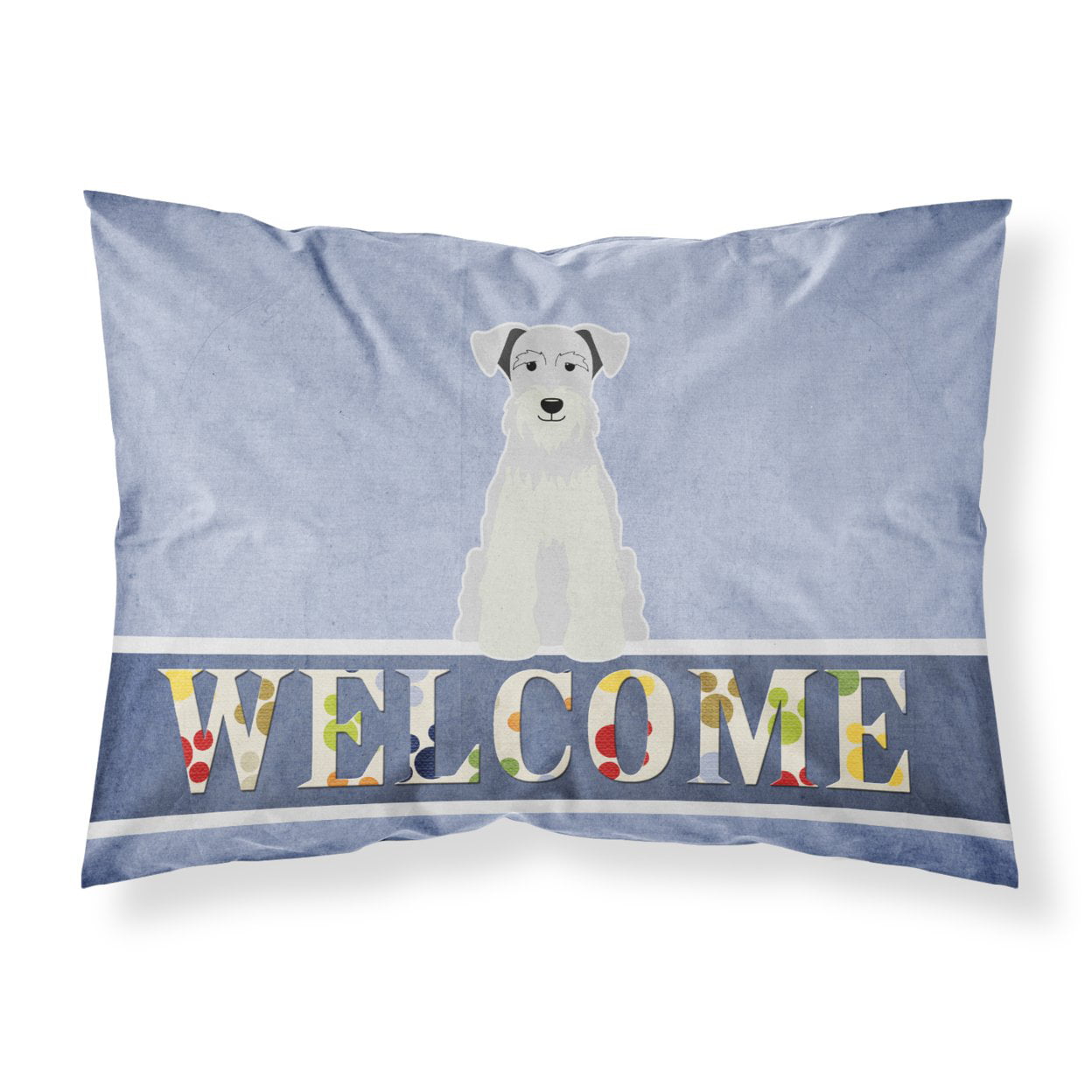 Miniature Schanuzer White Welcome Fabric Standard Pillowcase
