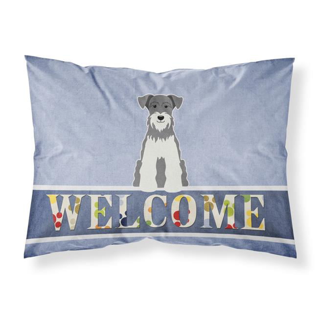 Miniature Schanuzer Salt & Pepper Welcome Fabric Standard Pillowcase