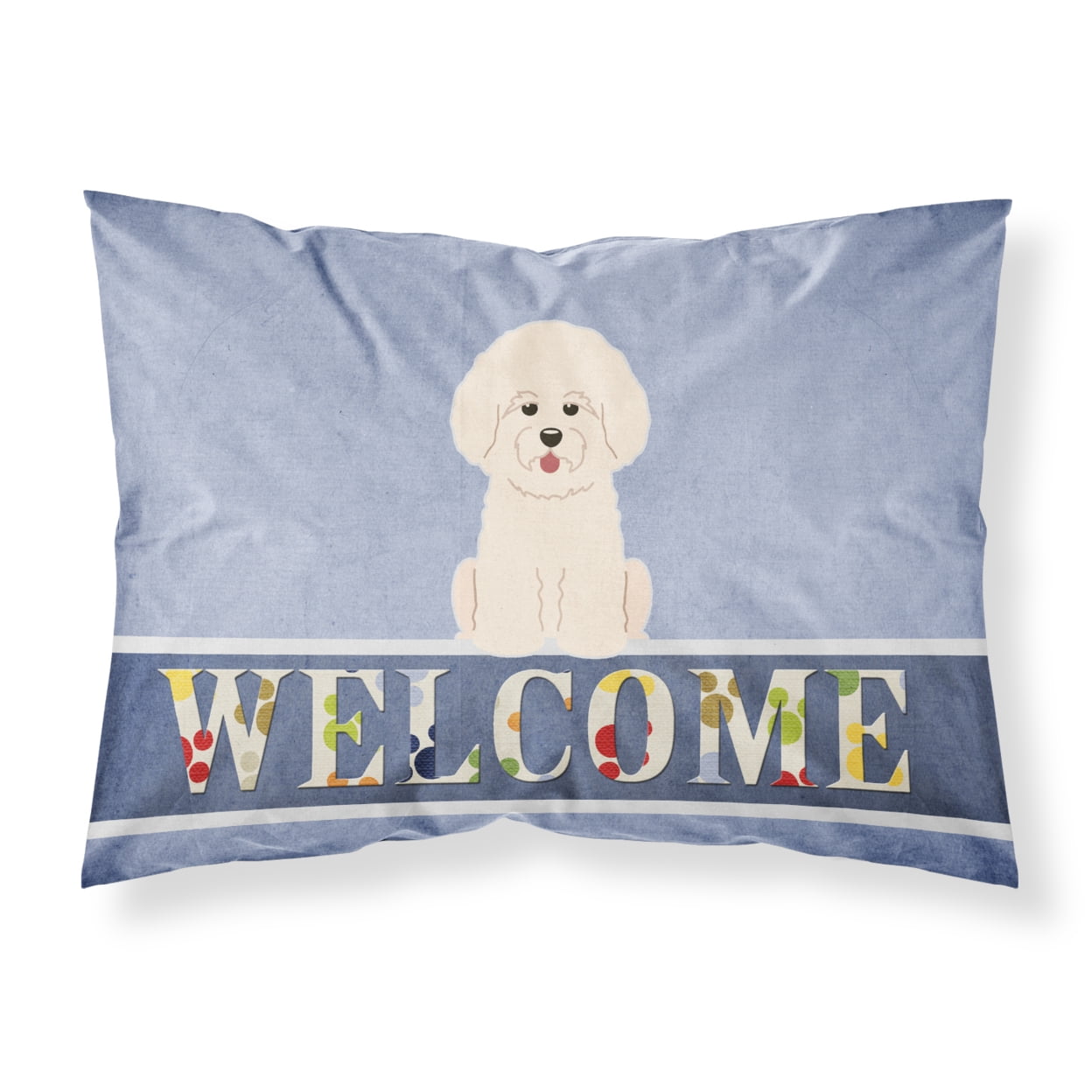 Bichon Frise Welcome Fabric Standard Pillowcase