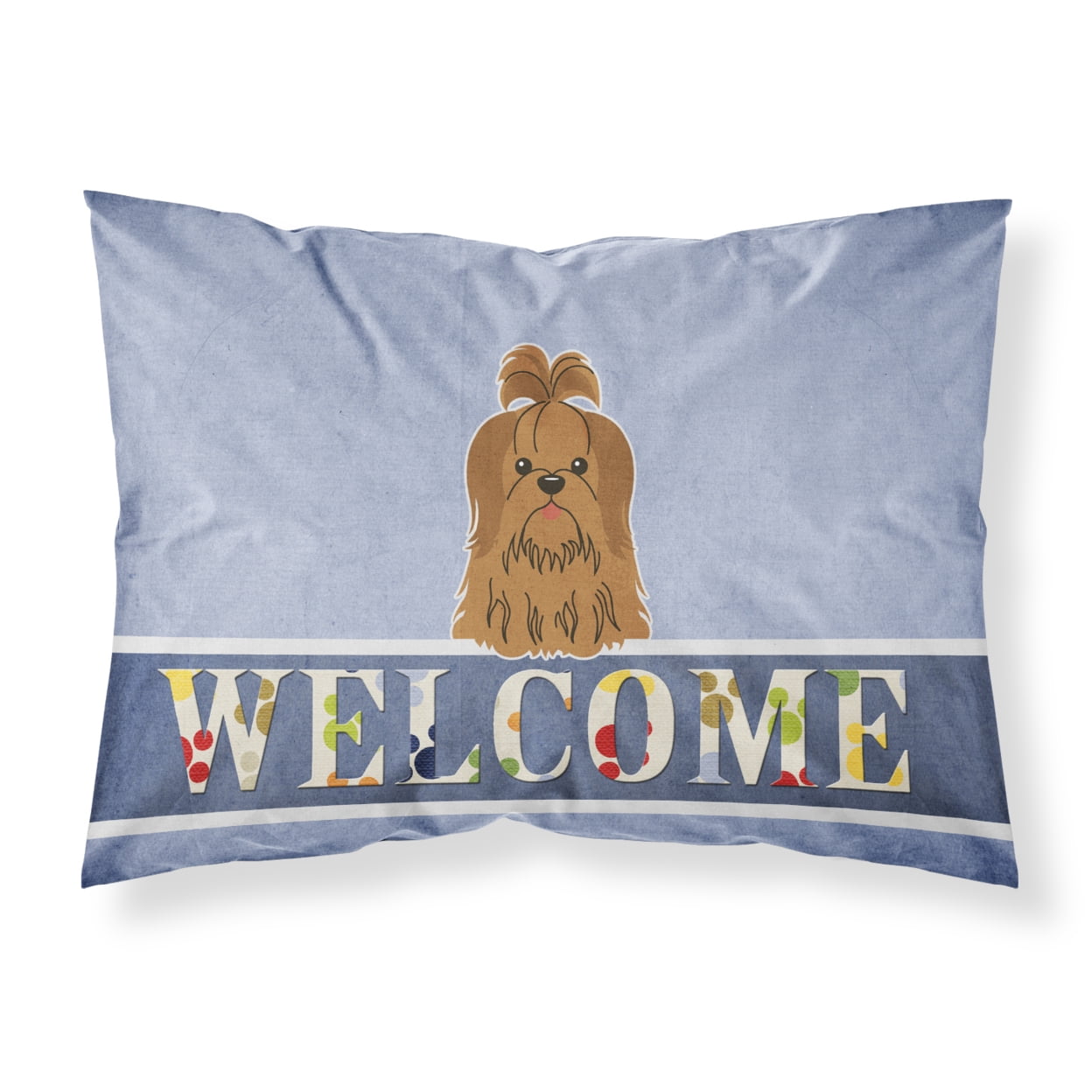 Shih Tzu Silver Chocolate Welcome Fabric Standard Pillowcase